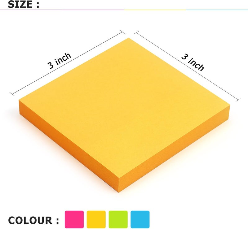 Eastern Wolf Sticky Notes 3x3 Self-Stick Notes Bright Colors Sticky Notes 4 Pads 100 Sheets/Pad (Bright) - Image 4